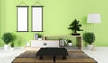 Mock up interior green Room Design Japanese-style. 3D rendering Royalty Free Stock Photo