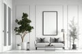 Mock up interior for minimal living room design on white background, home decor Generative AI Royalty Free Stock Photo