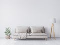 Mock up interior for minimal living room design on white background Royalty Free Stock Photo