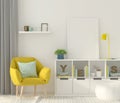 Mock up interior with a yellow armchair