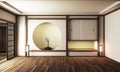 Japan interior design,modern living room. 3d illustration, 3d rendering Royalty Free Stock Photo