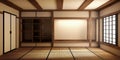 Japanese empty room tatami mat Designing the most beautiful. 3D rendering