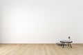 Japanese - Living Room Interior on empty white wall background - minimal design, 3D rendering Royalty Free Stock Photo