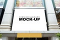 Mock up large billboard over the entrance of modern building Royalty Free Stock Photo