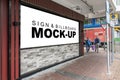 Mock up large blank vertical billboard on street in city Royalty Free Stock Photo