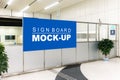 Mock up large horizontal signboard advertising on partition Royalty Free Stock Photo