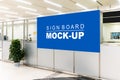 Mock up large horizontal signboard advertising on partition Royalty Free Stock Photo