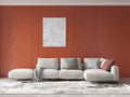 Mock up of a large stylish living room with a comfortable corner sofa. Royalty Free Stock Photo