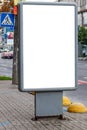 Mock up of light box on the street of metropolitan city Royalty Free Stock Photo