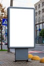 Mock up of light box on the street of metropolitan city for your advertising. Blank billboard with copy space Royalty Free Stock Photo