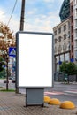 Mock up of light box on a street of metropolitan city for your advertising. Blank billboard with copy space Royalty Free Stock Photo