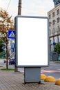 Mock up of light box on street of metropolitan city for your advertising. Blank billboard with copy space Royalty Free Stock Photo