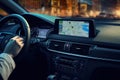 Mock-up of a man using Google map inside a car