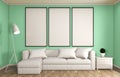 Mock up mint living room decoration japanese style,designed minimal zen style.3d rendering