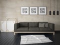 Mock up a modern living room with a stylish, compact sofa.