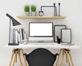 Mock up modern workspace template mock up background