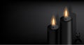 Mock up Mourning symbol with Black Respect ribbon and Candle on Texture background Banner. Rest in Peace Funeral card Vector