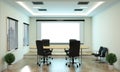 Mock up Office business - beautiful boardroom meeting room and conference table, modern style. 3D rendering