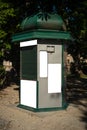 Mock up ,old publicity ,information kiosk or booth l`isle sur la sorgue ,provence france , room for text, blank posters for your Royalty Free Stock Photo