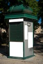 Mock up ,old publicity ,information kiosk or booth l`isle sur la sorgue ,provence france , room for text, blank posters for your Royalty Free Stock Photo