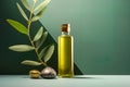 Mock up of olive oil as an elixir of health and well-being, its beneficial properties