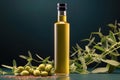 Mock up of olive oil as an elixir of health and well-being, its beneficial properties