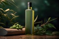 Mock up of olive oil as an elixir of health and well-being, its beneficial properties Royalty Free Stock Photo