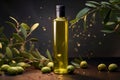 Mock up of olive oil as an elixir of health and well-being, its beneficial properties
