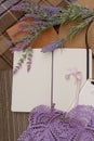 Mock up with open empty diary and lavender flowers