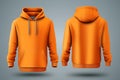 mock up orange hoodie on grey background. Generative ai Royalty Free Stock Photo