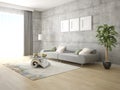 Mock up original living room with stylish compact sofa.