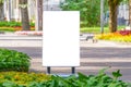 Mock up. Outdoor advertising, blank billboard outdoors, public information board in the park Royalty Free Stock Photo