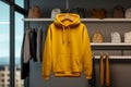 A mock-up of an oversize hoodie with a hood and pocket. Generating artificial intelligence