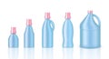 Mock up Pastel Pink and Blue Color Realistic Plastic Gallon Packaging Product For Chemical Solution, Fabric Wash, Softener, Milk