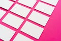 Mock-up on pink background. Businesscards with copy space