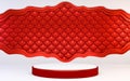 Mock up poium China Red, minimal .red geometric design.3D rendering