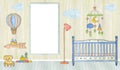 Mock up poster in baby room, watercolor illustration