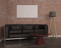 Mock up poster with black sofa, 3d illustration