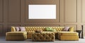 Mock up poster in elegant living room in stylish apartment.