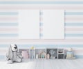 Mock up poster frame in children playroom, Scandinavian interior style Royalty Free Stock Photo