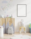 Mock up poster frame in children room,kids room,nursery mockup