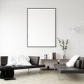 Mock up poster frame in home interior background, Modern style living room Royalty Free Stock Photo