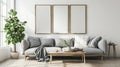 mock up poster frame in home interior background, scandi boho style , living room. AI Generative Royalty Free Stock Photo