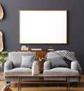 Mock up poster frame in home interior background, Scandinavian style