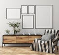 Mock up poster frame in home interior, Scandinavian style