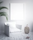 Mock up poster frame, interior minimalism, Scandinavian design