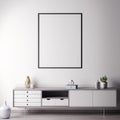 Mock up poster frame in Interior room with white wal, modern style, 3D illustration Royalty Free Stock Photo