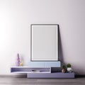 Mock up poster frame in Interior room with white wal, modern style, 3D illustration Royalty Free Stock Photo