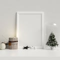 Mock Up Poster Frame Interior Scandinavian Christmas Winter Decoration