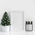 Mock Up Poster Frame Interior Scandinavian Christmas Winter Decoration